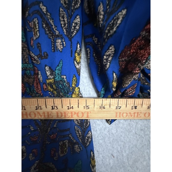 Skies Are Blue Dress Womens Medium Blue Floral Cold Shoulder Boho Fit Flare - Picture 7 of 14